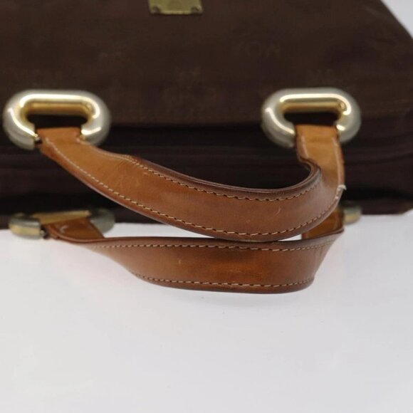 MCM Logogram Vicetos Hand Bag Nylon Brown Gold Auth bs24481 - Picture 8 of 16